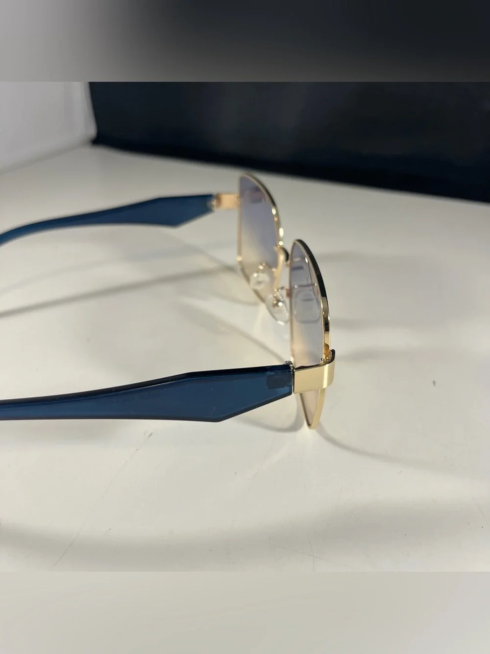 John Varvatos Gold Trim Blue Square Eyeglasses Frames